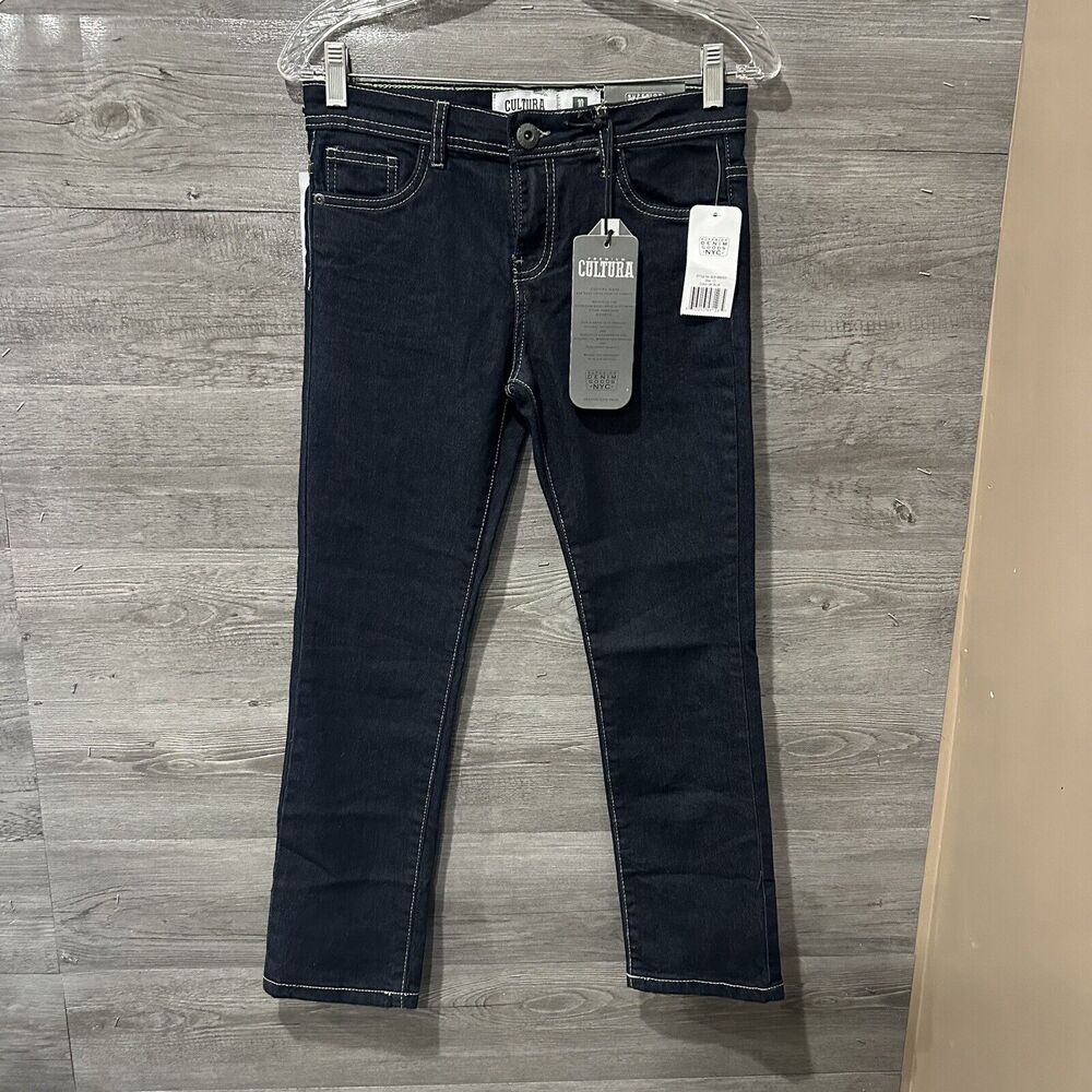 Cultura Slim Straight Leg Jeans Womens 10 Dark Blue‎ Stretch Denim 30x26